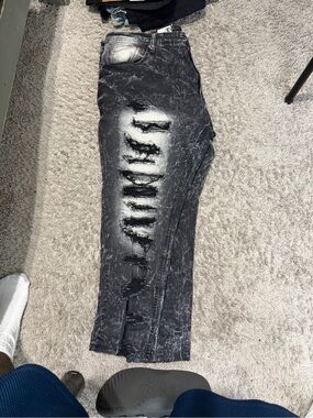 Distressed Black Acid-Wash Skinny Jeans